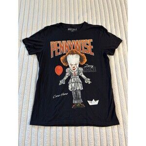 Box Lunch Pennywise T-Shirt Derry Maine Mens Medium Black IT Horror Halloween